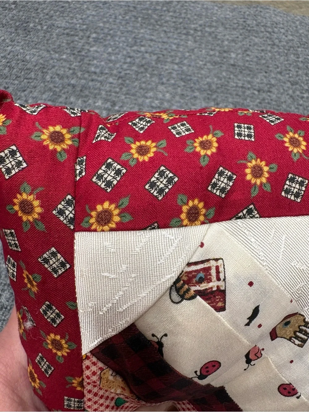 Red Patchwork Heart Holiday Accent Pillow